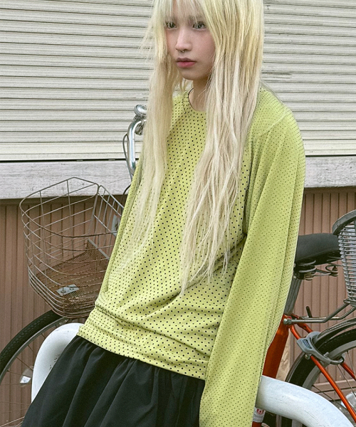 KOOKEESEE（クキシ）の「キャンディドットナグランTシャツ（ライトグリーン）（Tシャツ/カットソー・レディース・その他・FREE）」の2枚目の写真