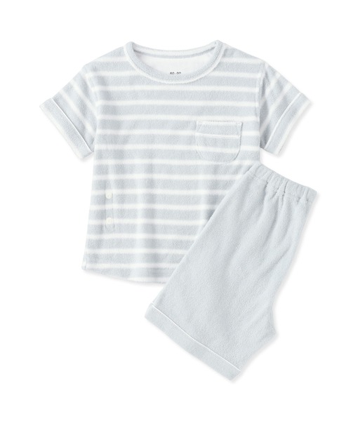 無印良品（ムジルシリョウヒン）の「ベビー　着るタオル　両面パイル　半袖ルームウェアセット（ルームウェア/パジャマ・キッズ・ピンク系/ブルー系・100-110/80-90）」の2枚目の写真