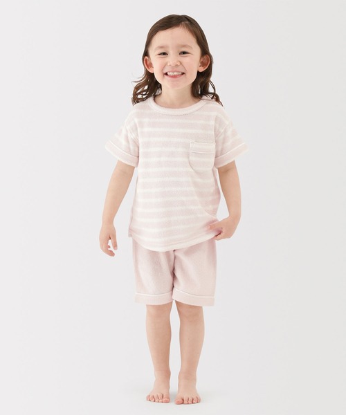 無印良品（ムジルシリョウヒン）の「ベビー　着るタオル　両面パイル　半袖ルームウェアセット（ルームウェア/パジャマ・キッズ・ピンク系/ブルー系・100-110/80-90）」の5枚目の写真