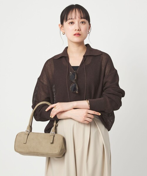 green label relaxing（グリーンレーベルリラクシング）の「メッシュ ポロプルオーバー（ニット/セーター・レディース・ナチュラル/ライトブルー/ブラック/ブラウン系・FREE）」の3枚目の写真
