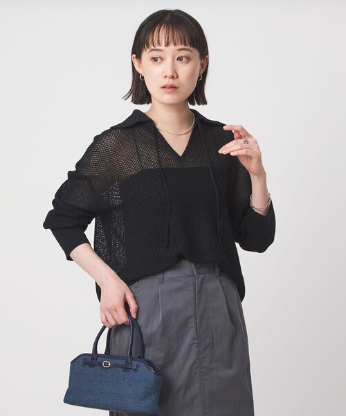 新品　BEAUTY＆YOUTH メッシュポロニット　黒 BEAUTY&YOUTH UNITED ARROWS メッシュ ポロニット プルオーバー
