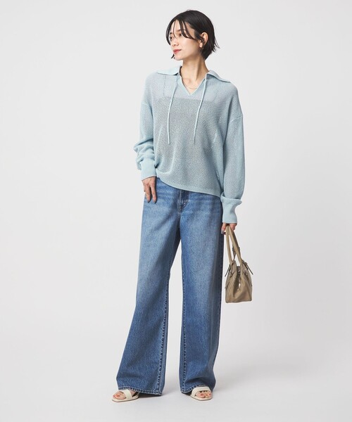green label relaxing（グリーンレーベルリラクシング）の「メッシュ ポロプルオーバー（ニット/セーター・レディース・ナチュラル/ライトブルー/ブラック/ブラウン系・FREE）」の8枚目の写真