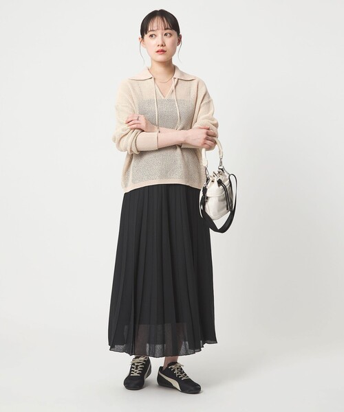 green label relaxing（グリーンレーベルリラクシング）の「メッシュ ポロプルオーバー（ニット/セーター・レディース・ナチュラル/ライトブルー/ブラック/ブラウン系・FREE）」の13枚目の写真