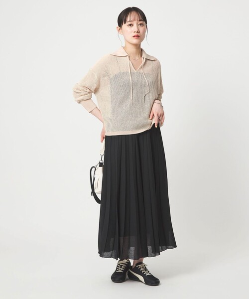 green label relaxing（グリーンレーベルリラクシング）の「メッシュ ポロプルオーバー（ニット/セーター・レディース・ナチュラル/ライトブルー/ブラック/ブラウン系・FREE）」の14枚目の写真