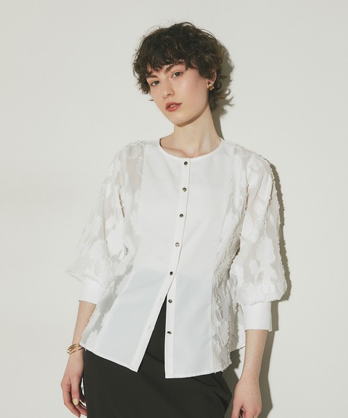 セール】PANEL SHEER SLEEVE BLOUSE（シャツ/ブラウス）｜ARVELLIA