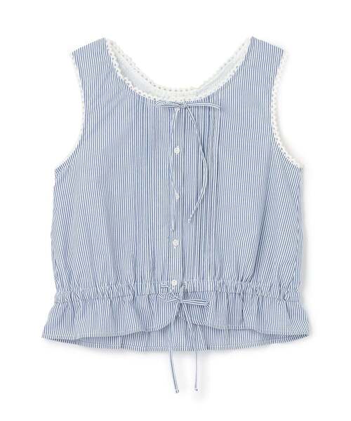 petit main LIEN（プティマインリアン）の「【親子リンク】コットンレーストップス（シャツ/ブラウス・レディース・アイボリー/ブルー・F）」の2枚目の写真