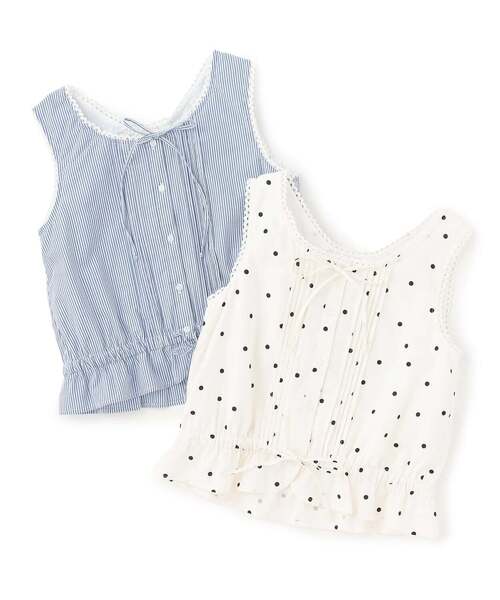 petit main LIEN（プティマインリアン）の「【親子リンク】コットンレーストップス（シャツ/ブラウス・レディース・アイボリー/ブルー・F）」の3枚目の写真