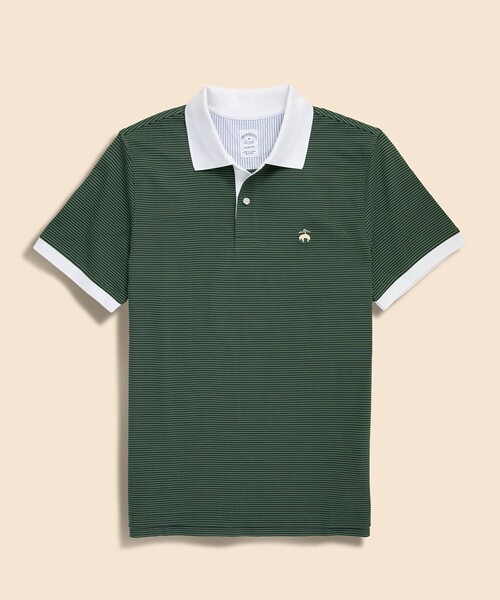 コットン　ストレッチピケ　GFロゴ　フィーダーストライプ　ポロシャツ　Slim Fit