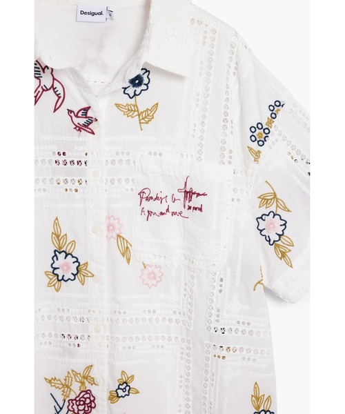 Desigual（デシグアル）の「花鳥刺繍レースシャツ ホワイト（シャツ