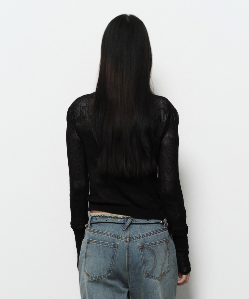 DIAGONAL(ダイアゴナル)の「SEE THROUGH SHIRRING CARDIGAN (black)(カーディガン/ボレロ・レディース・その他・FREE)」の3枚目の写真