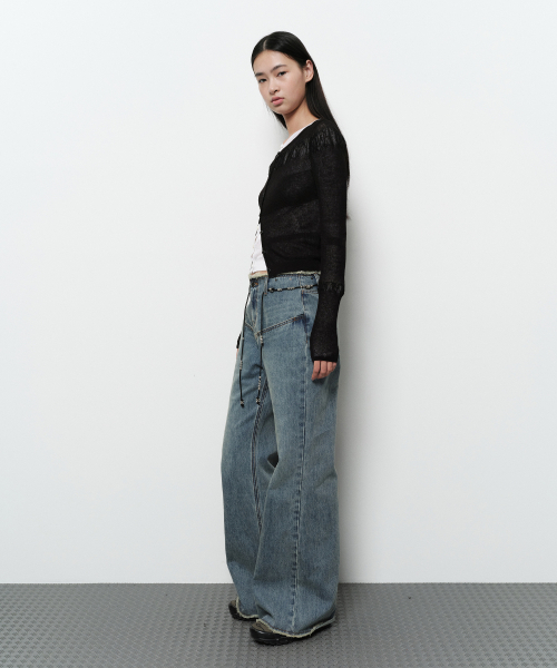 DIAGONAL(ダイアゴナル)の「SEE THROUGH SHIRRING CARDIGAN (black)(カーディガン/ボレロ・レディース・その他・FREE)」の5枚目の写真