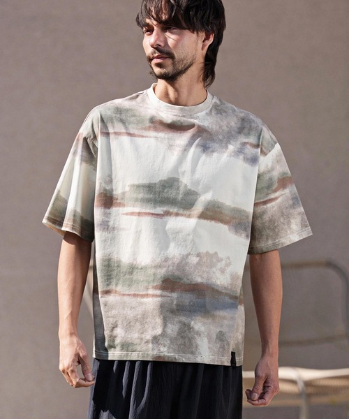 CAMBIO（カンビオ）の「mt10468-Watercolor Gradient Tee Tシャツ(PF-261-023)（Tシャツ/カットソー・メンズ・パープル/グレー・M/L）」の4枚目の写真