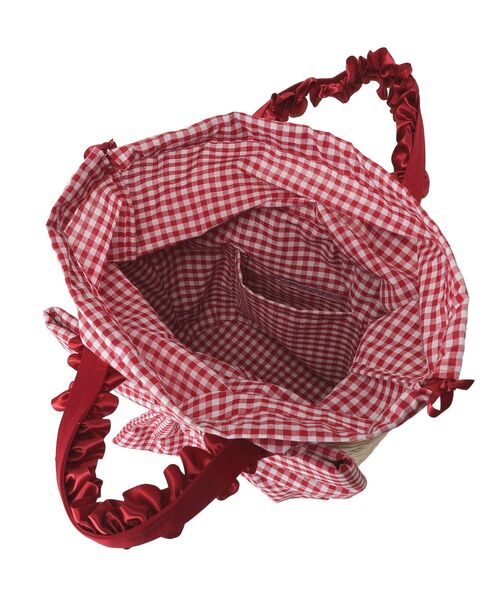 Maison de FLEUR(メゾンドフルール)の「リボンメイズフリルハンドルカゴバッグ(ハンドバッグ・レディース・レッド/ブラック・FREE)」の10枚目の写真