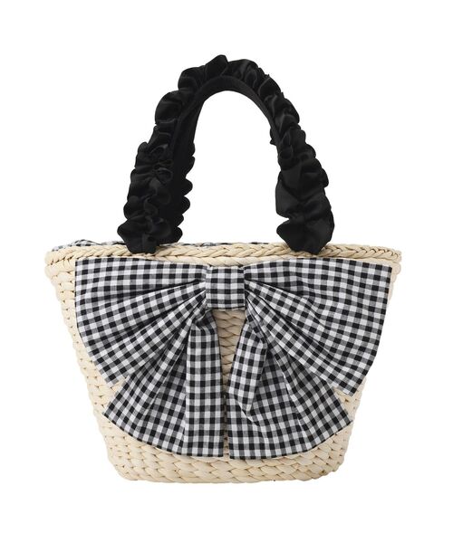 Maison de FLEUR(メゾンドフルール)の「リボンメイズフリルハンドルカゴバッグ(ハンドバッグ・レディース・レッド/ブラック・FREE)」の16枚目の写真