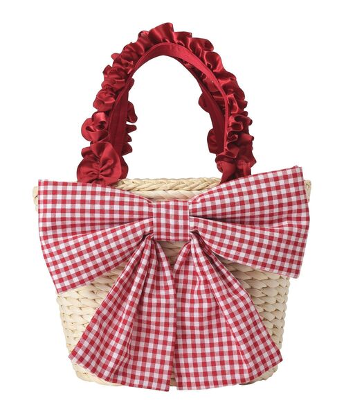 Maison de FLEUR(メゾンドフルール)の「リボンメイズフリルハンドルカゴバッグ(ハンドバッグ・レディース・レッド/ブラック・FREE)」の17枚目の写真