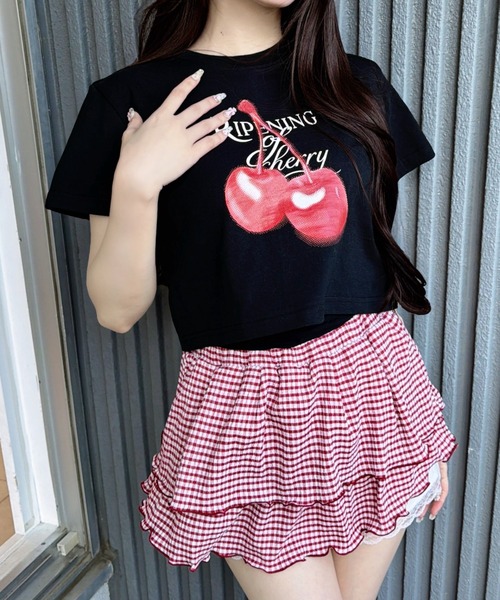 Lovilyn(ラヴィリン)の「チェリーチビT(Tシャツ/カットソー・レディース・ブラック/ホワイト・FREE)」の17枚目の写真