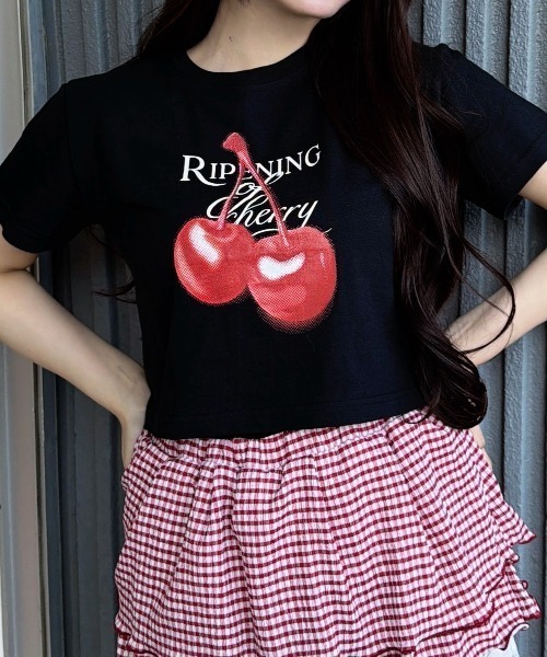Lovilyn(ラヴィリン)の「チェリーチビT(Tシャツ/カットソー・レディース・ブラック/ホワイト・FREE)」の18枚目の写真