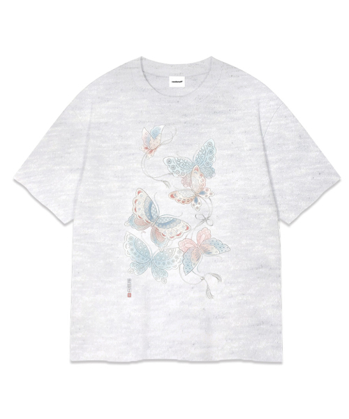 RANDOMOFF(ランダムオフ)の「BUTTERFLY GARDEN OVER FIT T-SHIRT (3color)(Tシャツ/カットソー・レディース・ホワイト/ライトグレー/ブラック・SMALL/MEDIUM/LARGE/X-LARGE)」の5枚目の写真