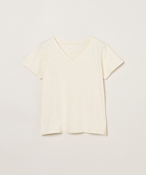 three dots(スリードッツ)の「オーガニックスラブ Vネック(Tシャツ/カットソー・レディース・ホワイト/ブルー系その他/イエロー系その他/バーガンディー/ピンク系その他・M/S)」の3枚目の写真