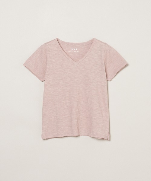 three dots(スリードッツ)の「オーガニックスラブ Vネック(Tシャツ/カットソー・レディース・ホワイト/ブルー系その他/イエロー系その他/バーガンディー/ピンク系その他・M/S)」の4枚目の写真