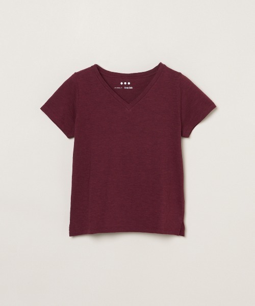 three dots(スリードッツ)の「オーガニックスラブ Vネック(Tシャツ/カットソー・レディース・ホワイト/ブルー系その他/イエロー系その他/バーガンディー/ピンク系その他・M/S)」の5枚目の写真