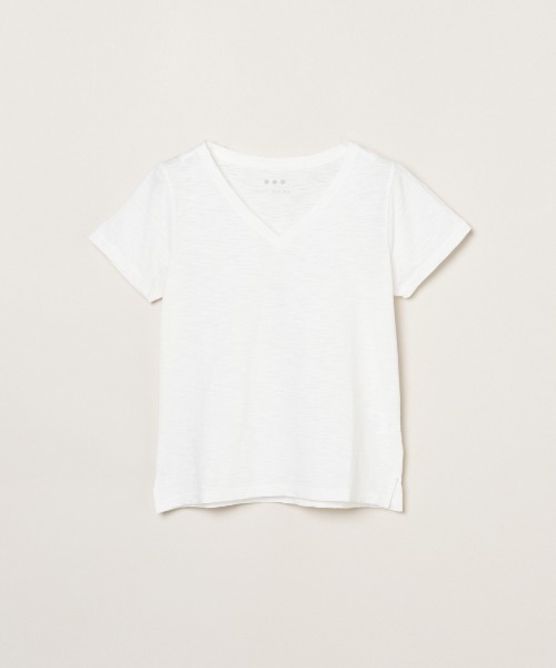three dots(スリードッツ)の「オーガニックスラブ Vネック(Tシャツ/カットソー・レディース・ホワイト/ブルー系その他/イエロー系その他/バーガンディー/ピンク系その他・M/S)」の6枚目の写真