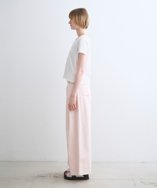 three dots(スリードッツ)の「オーガニックスラブ Vネック(Tシャツ/カットソー・レディース・ホワイト/ブルー系その他/イエロー系その他/バーガンディー/ピンク系その他・M/S)」の17枚目の写真