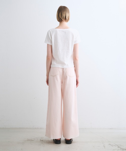 three dots(スリードッツ)の「オーガニックスラブ Vネック(Tシャツ/カットソー・レディース・ホワイト/ブルー系その他/イエロー系その他/バーガンディー/ピンク系その他・M/S)」の18枚目の写真