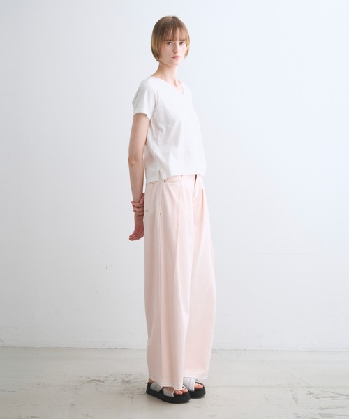 three dots(スリードッツ)の「オーガニックスラブ Vネック(Tシャツ/カットソー・レディース・ホワイト/ブルー系その他/イエロー系その他/バーガンディー/ピンク系その他・M/S)」の15枚目の写真