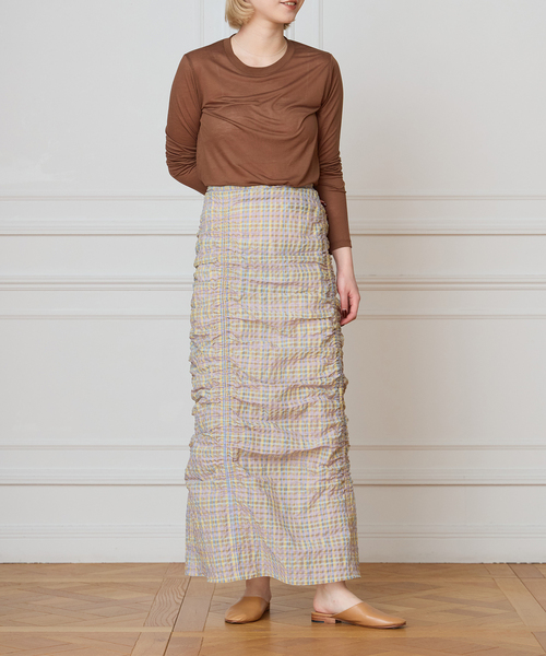 IENA LA BOUCLE(イエナラブークル)の「IENA LA BOUCLE シアーチェックシャーリングスカート(スカート・レディース・ダークラベンダー・38/36)」の9枚目の写真