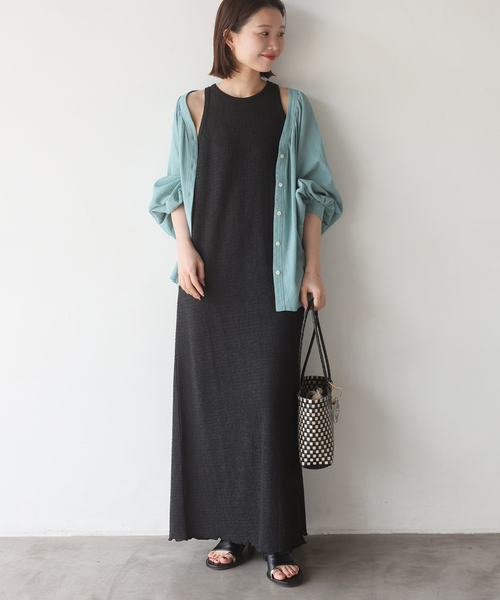 SLOBE IENA（スローブイエナ）の「《シリーズあり》シュリンクジャージーアメスリワンピース（ワンピース・レディース・ブラック/レッド・FREE）」の2枚目の写真