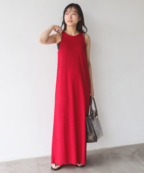 SLOBE IENA(スローブイエナ)の「《シリーズあり》シュリンクジャージーアメスリワンピース(ワンピース・レディース・ブラック/レッド・FREE)」の15枚目の写真