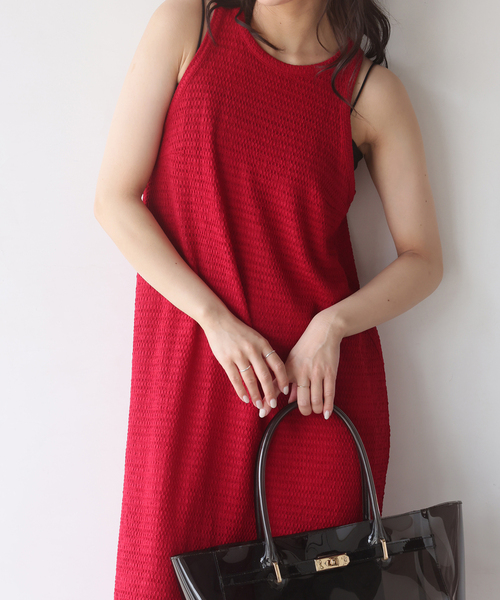 SLOBE IENA(スローブイエナ)の「《シリーズあり》シュリンクジャージーアメスリワンピース(ワンピース・レディース・ブラック/レッド・FREE)」の19枚目の写真