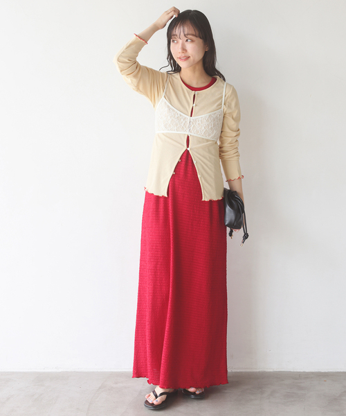 SLOBE IENA(スローブイエナ)の「《シリーズあり》シュリンクジャージーアメスリワンピース(ワンピース・レディース・ブラック/レッド・FREE)」の20枚目の写真