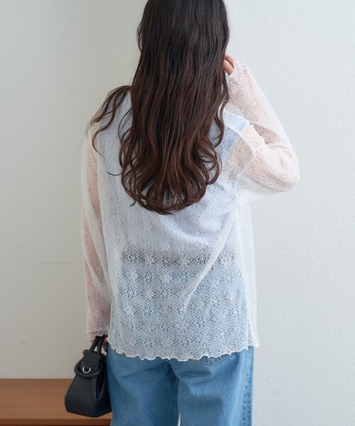 CIAOPANIC TYPY（チャオパニックティピー）の「レースクルーネックTee（Tシャツ/カットソー・レディース・ホワイト/イエロー/ブラック・ONE SIZE）」の8枚目の写真