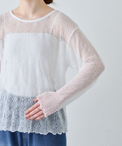 CIAOPANIC TYPY（チャオパニックティピー）の「レースクルーネックTee（Tシャツ/カットソー・レディース・ホワイト/イエロー/ブラック・ONE SIZE）」の14枚目の写真