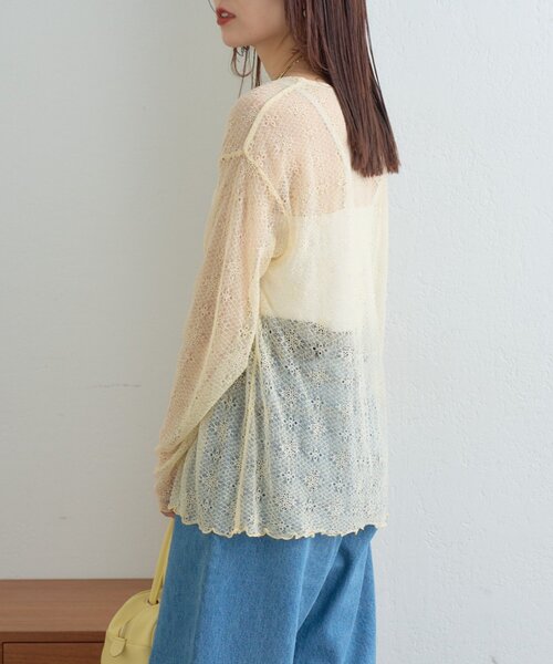 CIAOPANIC TYPY（チャオパニックティピー）の「レースクルーネックTee（Tシャツ/カットソー・レディース・ホワイト/イエロー/ブラック・ONE SIZE）」の20枚目の写真