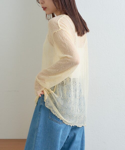 CIAOPANIC TYPY（チャオパニックティピー）の「レースクルーネックTee（Tシャツ/カットソー・レディース・ホワイト/イエロー/ブラック・ONE SIZE）」の22枚目の写真