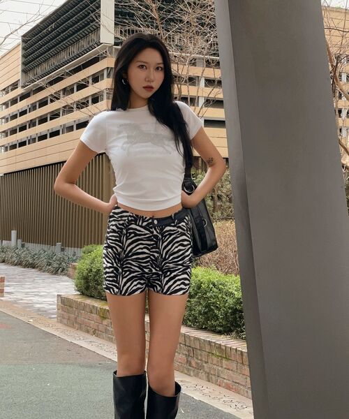 DAUSPICE(ディーオスピス)の「(DUC) GA Semi-Crop Short-Sleeve T-Shirt White(Tシャツ/カットソー・レディース・ホワイト・ONE SIZE)」の5枚目の写真