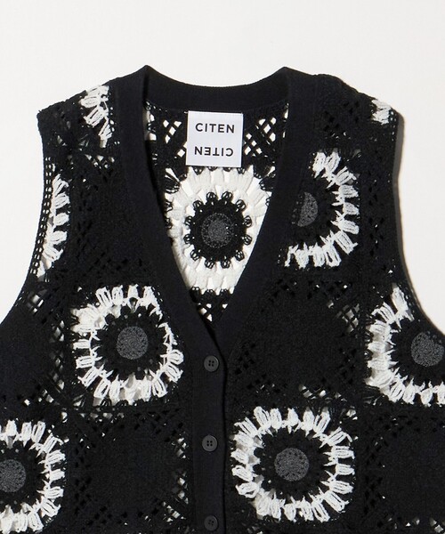 CITEN(シテン)の「<CITEN>クロシェ風ニットベスト(ベスト・レディース・オフホワイト/ブラック/ダークブラウン・FREE)」の13枚目の写真