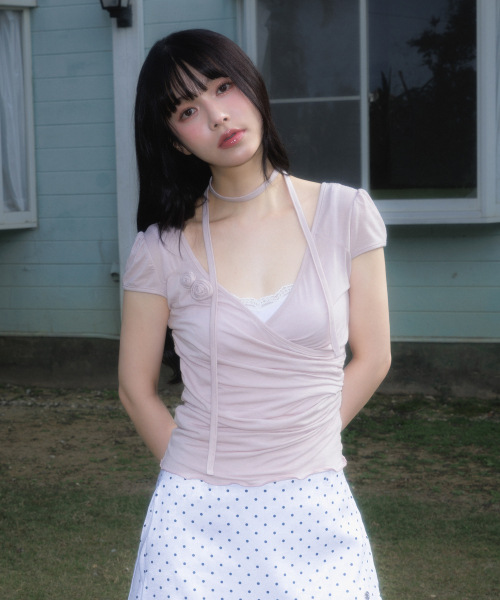 ROSEFRANTZ（ロゼフランツ）の「Corsage Shirring Tie T-shirt [Pink]（Tシャツ/カットソー・レディース・PINK・OS）」の11枚目の写真