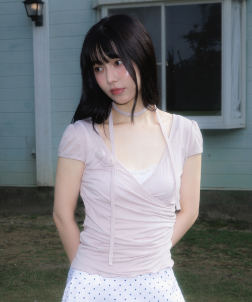 ROSEFRANTZ（ロゼフランツ）の「Corsage Shirring Tie T-shirt [Pink]（Tシャツ/カットソー・レディース・PINK・OS）」の12枚目の写真