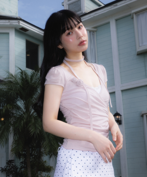ROSEFRANTZ（ロゼフランツ）の「Corsage Shirring Tie T-shirt [Pink]（Tシャツ/カットソー・レディース・PINK・OS）」の14枚目の写真