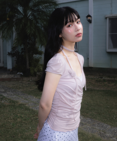 ROSEFRANTZ（ロゼフランツ）の「Corsage Shirring Tie T-shirt [Pink]（Tシャツ/カットソー・レディース・PINK・OS）」の15枚目の写真