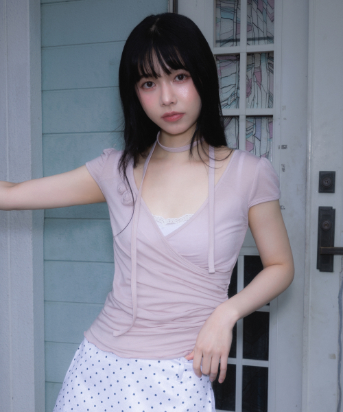 ROSEFRANTZ（ロゼフランツ）の「Corsage Shirring Tie T-shirt [Pink]（Tシャツ/カットソー・レディース・PINK・OS）」の16枚目の写真