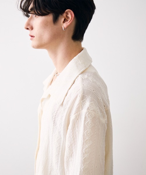 Shoowtime(ショウタイム)の「Jacquard copped shirt / ジャガードクロップドシャツ(シャツ/ブラウス・メンズ・ホワイト/ブルー・MEDIUM/LARGE/X-LARGE)」の10枚目の写真