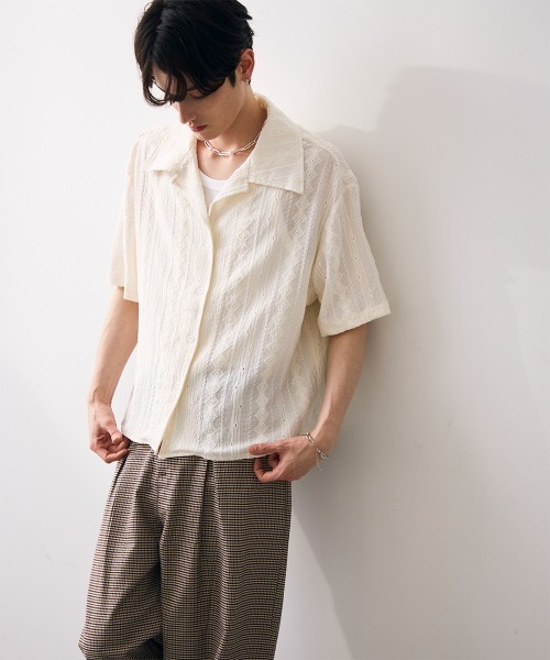 Shoowtime(ショウタイム)の「Jacquard copped shirt / ジャガードクロップドシャツ(シャツ/ブラウス・メンズ・ホワイト/ブルー・MEDIUM/LARGE/X-LARGE)」の14枚目の写真