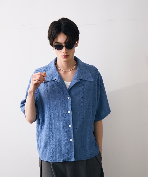 Shoowtime(ショウタイム)の「Jacquard copped shirt / ジャガードクロップドシャツ(シャツ/ブラウス・メンズ・ホワイト/ブルー・MEDIUM/LARGE/X-LARGE)」の16枚目の写真