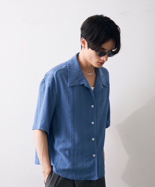 Shoowtime(ショウタイム)の「Jacquard copped shirt / ジャガードクロップドシャツ(シャツ/ブラウス・メンズ・ホワイト/ブルー・MEDIUM/LARGE/X-LARGE)」の18枚目の写真