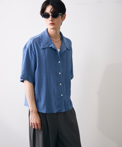 Shoowtime(ショウタイム)の「Jacquard copped shirt / ジャガードクロップドシャツ(シャツ/ブラウス・メンズ・ホワイト/ブルー・MEDIUM/LARGE/X-LARGE)」の21枚目の写真